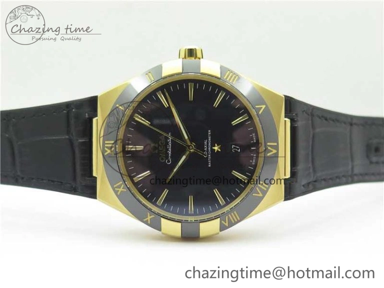 EasyMatch Constellation 131.33.41.21.03.001 YG TW Best Edition Black Dial On Gummy Strap A 7871