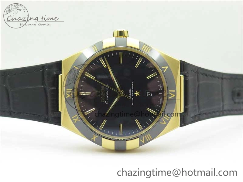 EasyMatch Constellation 131.33.41.21.03.001 YG TW Best Edition Black Dial On Gummy Strap A 7871