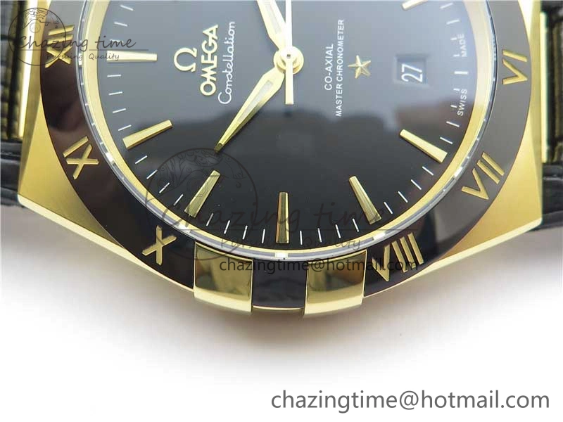 EasyMatch Constellation 131.33.41.21.03.001 YG TW Best Edition Black Dial On Gummy Strap A 7871