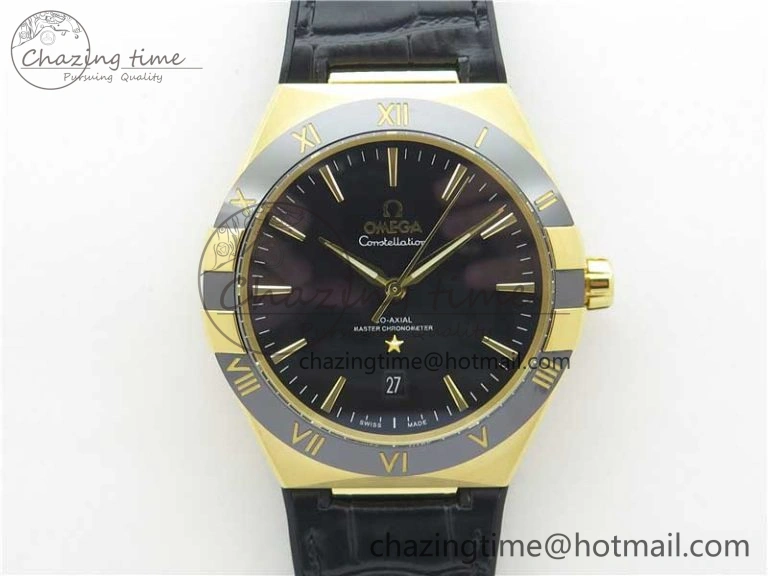 EasyMatch Constellation 131.33.41.21.03.001 YG TW Best Edition Black Dial On Gummy Strap A 7871