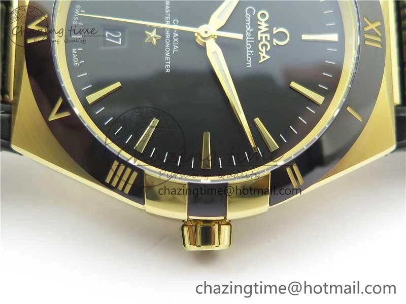 EasyMatch Constellation 131.33.41.21.03.001 YG TW Best Edition Black Dial On Gummy Strap A 7871