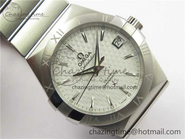 Sleek Constellation 38mm SS VSF 1:1 Best Edition White Textured Dial on SS Bracelet A8500 Super Clone 7919