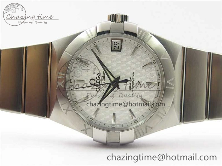 Sleek Constellation 38mm SS VSF 1:1 Best Edition White Textured Dial on SS Bracelet A8500 Super Clone 7919