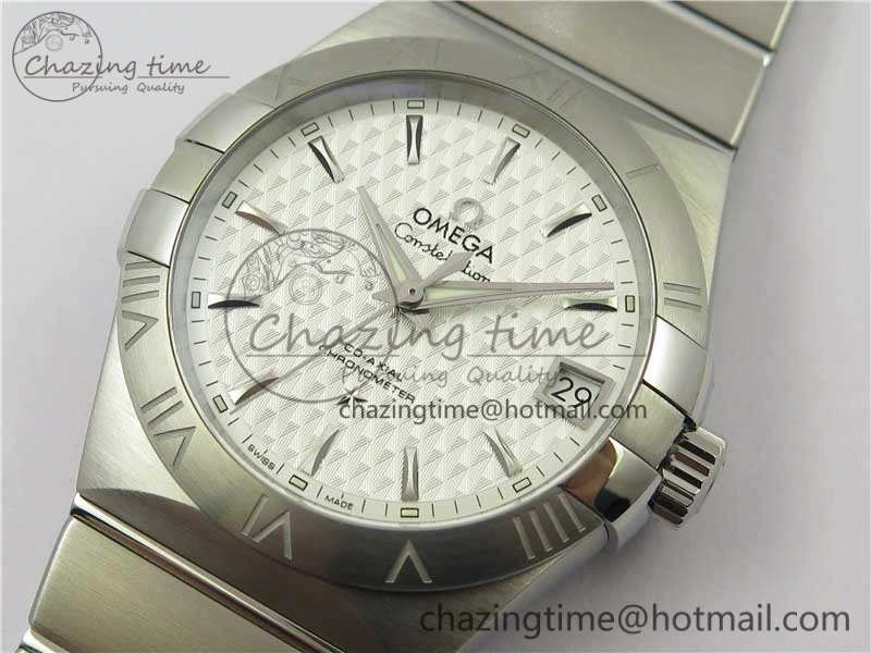 Sleek Constellation 38mm SS VSF 1:1 Best Edition White Textured Dial on SS Bracelet A8500 Super Clone 7919