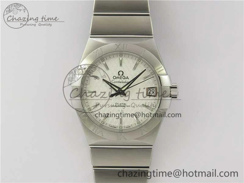 Sleek Constellation 38mm SS VSF 1:1 Best Edition White Textured Dial on SS Bracelet A8500 Super Clone 7919