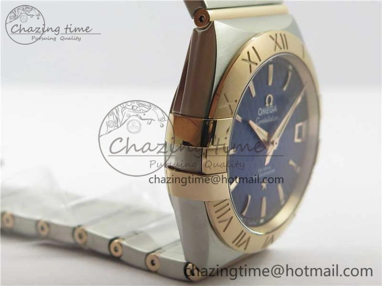 Constellation 38mm SS RG VSF 1:1 Best Edition Blue Textured Dial on SS RG Bracelet A8500 Super Clone Elegant 10542
