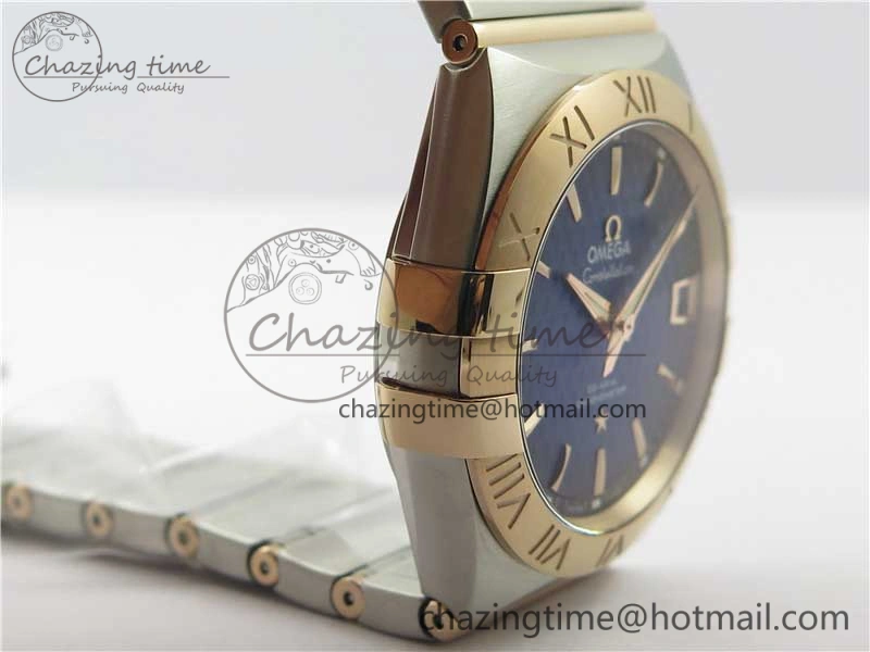 Constellation 38mm SS RG VSF 1:1 Best Edition Blue Textured Dial on SS RG Bracelet A8500 Super Clone Elegant 10542