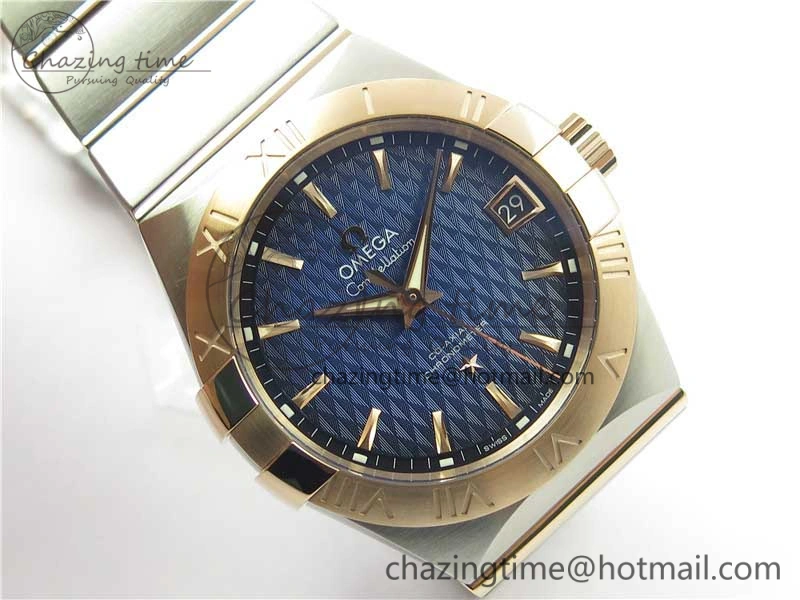 Constellation 38mm SS RG VSF 1:1 Best Edition Blue Textured Dial on SS RG Bracelet A8500 Super Clone Elegant 10542
