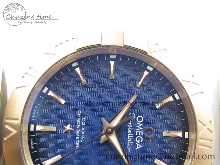 Constellation 38mm SS RG VSF 1:1 Best Edition Blue Textured Dial on SS RG Bracelet A8500 Super Clone Elegant 10542