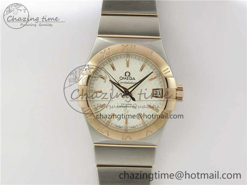 Constellation 38mm SS RG VSF 1:1 Best Edition WhiteTextured Dial on SS RG Bracelet A8500 Super Clone Durable 7921