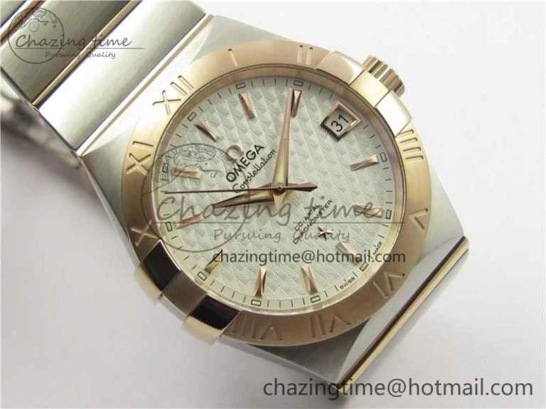 Constellation 38mm SS RG VSF 1:1 Best Edition WhiteTextured Dial on SS RG Bracelet A8500 Super Clone Durable 7921