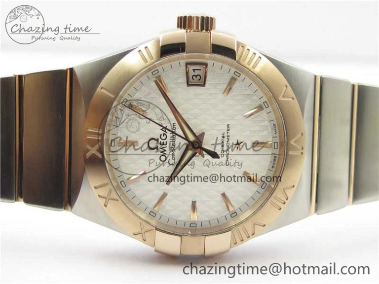 Constellation 38mm SS RG VSF 1:1 Best Edition WhiteTextured Dial on SS RG Bracelet A8500 Super Clone Durable 7921