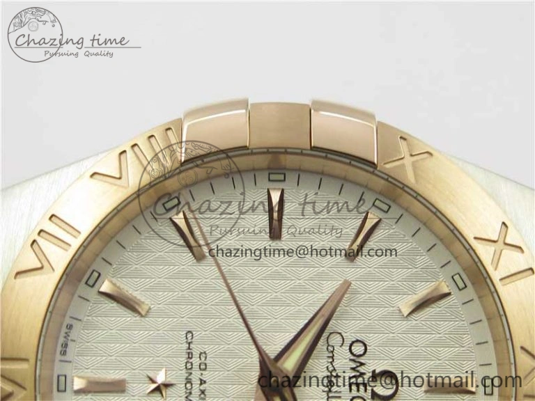 Constellation 38mm SS RG VSF 1:1 Best Edition WhiteTextured Dial on SS RG Bracelet A8500 Super Clone Durable 7921