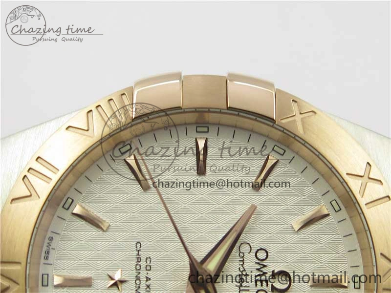 Constellation 38mm SS RG VSF 1:1 Best Edition WhiteTextured Dial on SS RG Bracelet A8500 Super Clone Durable 7921