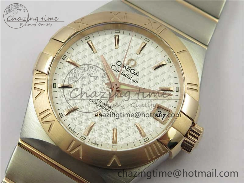 Constellation 38mm SS RG VSF 1:1 Best Edition WhiteTextured Dial on SS RG Bracelet A8500 Super Clone Durable 7921