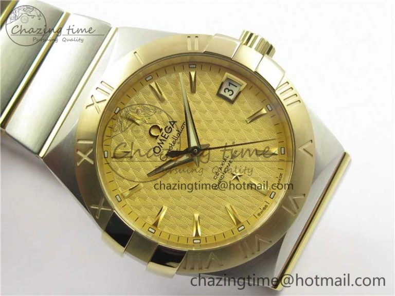 Constellation 38mm SS YG VSF 1:1 Best Edition Gold Textured Dial on SS YG Bracelet A8500 Super Clone ZipUp 10545