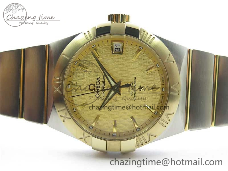 Constellation 38mm SS YG VSF 1:1 Best Edition Gold Textured Dial on SS YG Bracelet A8500 Super Clone ZipUp 10545
