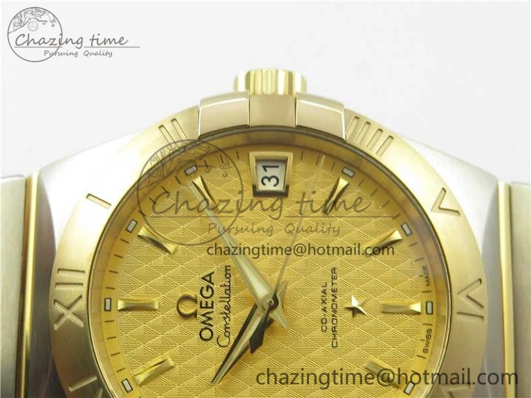 Constellation 38mm SS YG VSF 1:1 Best Edition Gold Textured Dial on SS YG Bracelet A8500 Super Clone ZipUp 10545