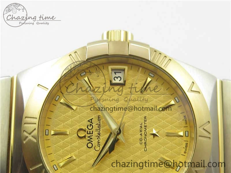 Constellation 38mm SS YG VSF 1:1 Best Edition Gold Textured Dial on SS YG Bracelet A8500 Super Clone ZipUp 10545