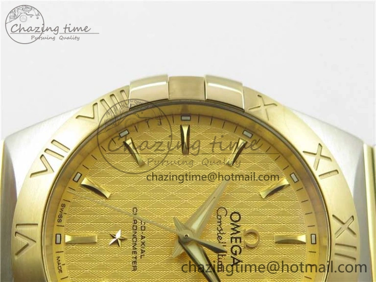 Constellation 38mm SS YG VSF 1:1 Best Edition Gold Textured Dial on SS YG Bracelet A8500 Super Clone ZipUp 10545