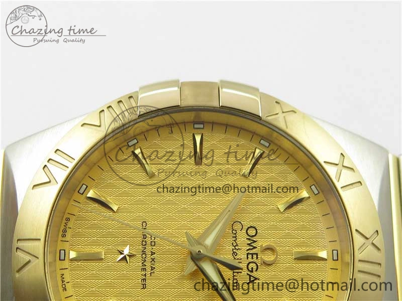 Constellation 38mm SS YG VSF 1:1 Best Edition Gold Textured Dial on SS YG Bracelet A8500 Super Clone ZipUp 10545