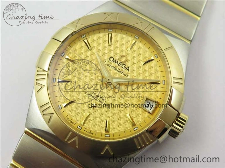 Constellation 38mm SS YG VSF 1:1 Best Edition Gold Textured Dial on SS YG Bracelet A8500 Super Clone ZipUp 10545