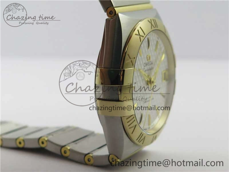 SmoothTexture Constellation 38mm SS YG VSF 1:1 Best Edition White Textured Dial on SS YG Bracelet A8500 Super Clone 10544