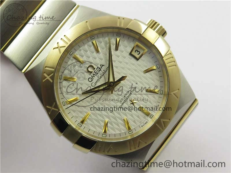 SmoothTexture Constellation 38mm SS YG VSF 1:1 Best Edition White Textured Dial on SS YG Bracelet A8500 Super Clone 10544