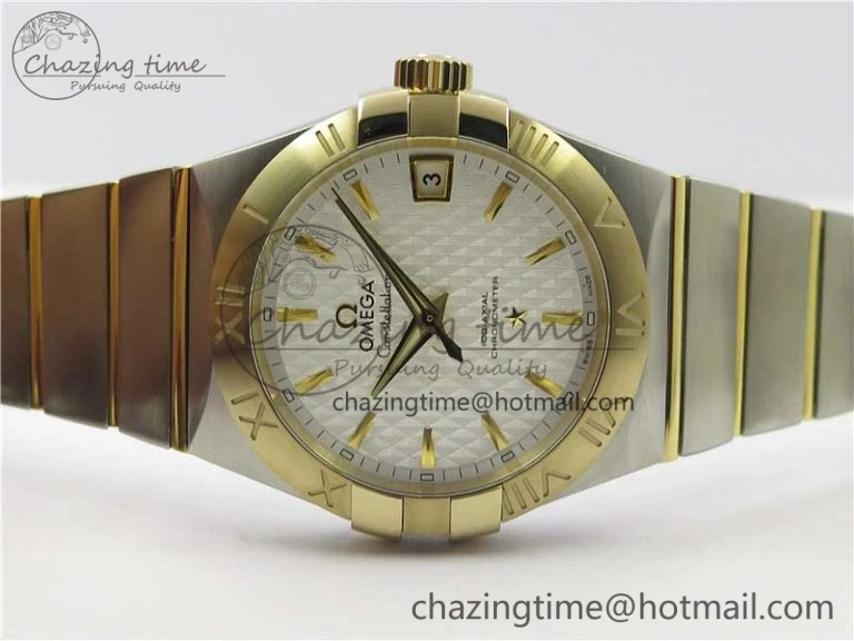 SmoothTexture Constellation 38mm SS YG VSF 1:1 Best Edition White Textured Dial on SS YG Bracelet A8500 Super Clone 10544