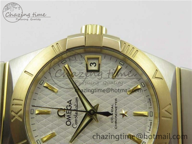 SmoothTexture Constellation 38mm SS YG VSF 1:1 Best Edition White Textured Dial on SS YG Bracelet A8500 Super Clone 10544