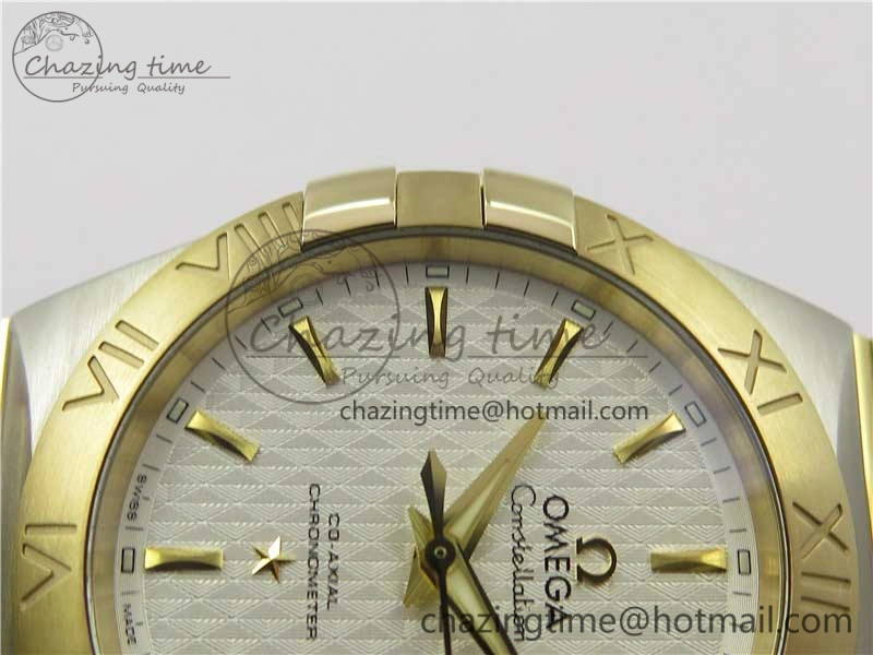 SmoothTexture Constellation 38mm SS YG VSF 1:1 Best Edition White Textured Dial on SS YG Bracelet A8500 Super Clone 10544