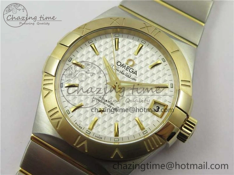 SmoothTexture Constellation 38mm SS YG VSF 1:1 Best Edition White Textured Dial on SS YG Bracelet A8500 Super Clone 10544