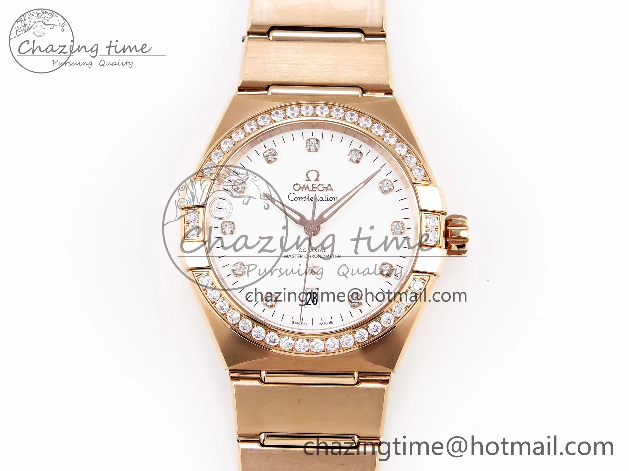 Constellation 39mm RG Diamonds Bezel ASWF 1:1 Best Edition White Dial on RG Bracelet A BestValue 7783