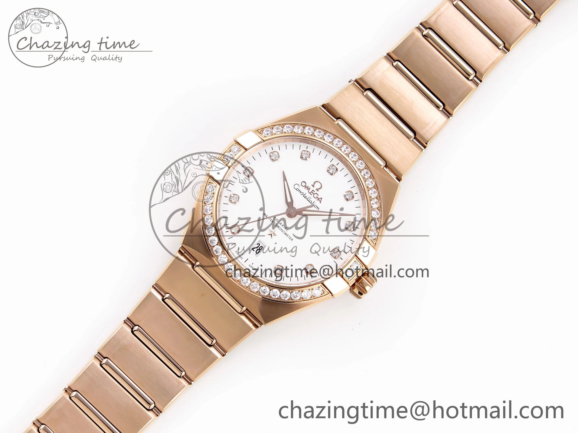 Constellation 39mm RG Diamonds Bezel ASWF 1:1 Best Edition White Dial on RG Bracelet A BestValue 7783