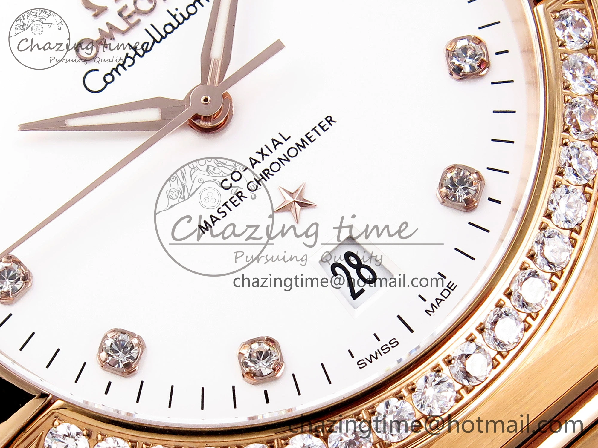 Constellation 39mm RG Diamonds Bezel ASWF 1:1 Best Edition White Dial on RG Bracelet A BestValue 7783
