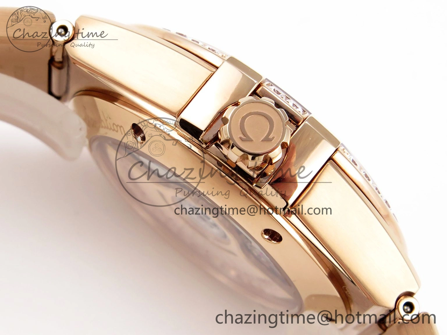 Constellation 39mm RG Diamonds Bezel ASWF 1:1 Best Edition White Dial on RG Bracelet A BestValue 7783