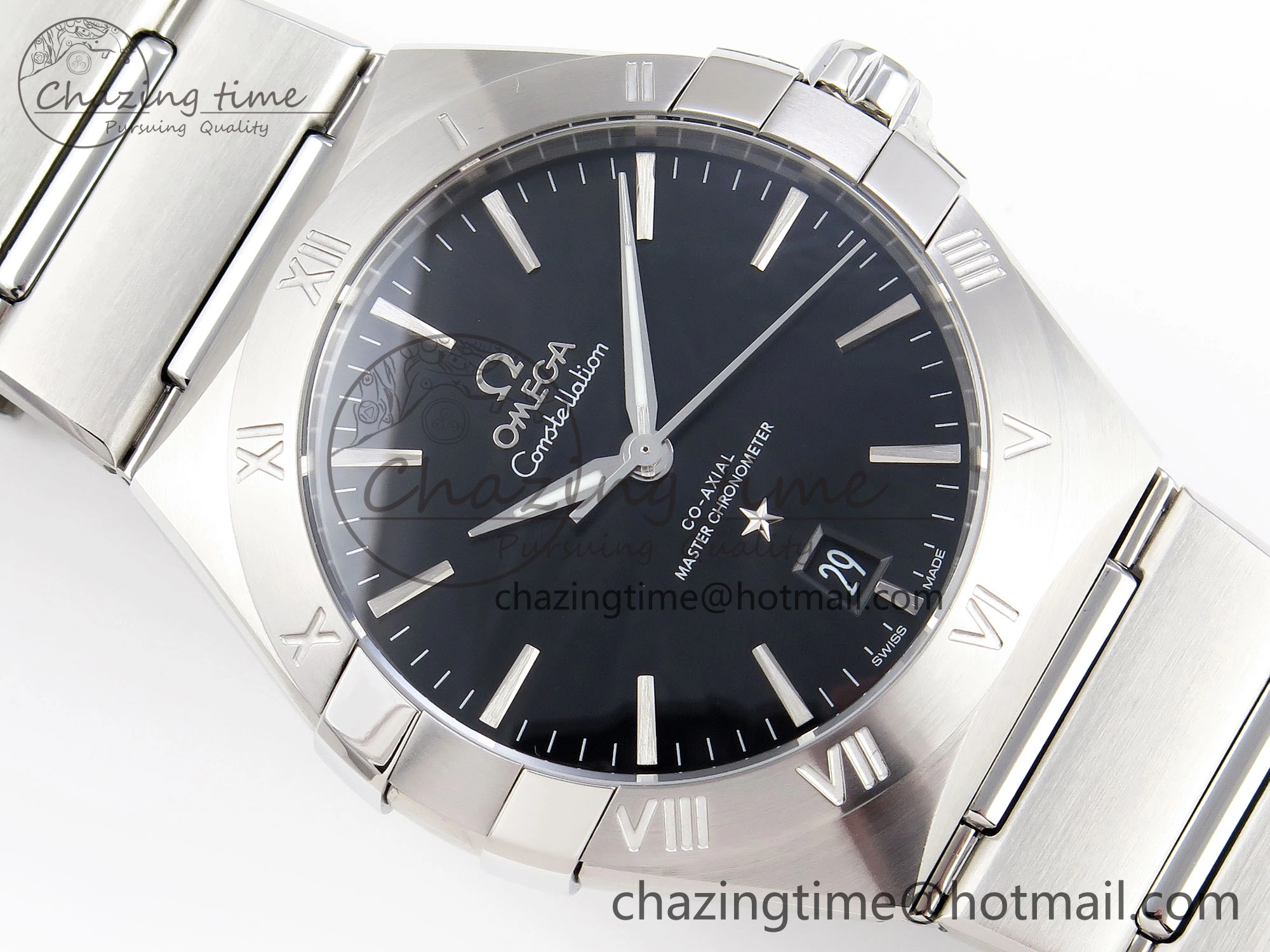 Constellation 39mm SS ASWF 1:1 Best Edition Black Dial on SS Bracelet A TopPick 10115