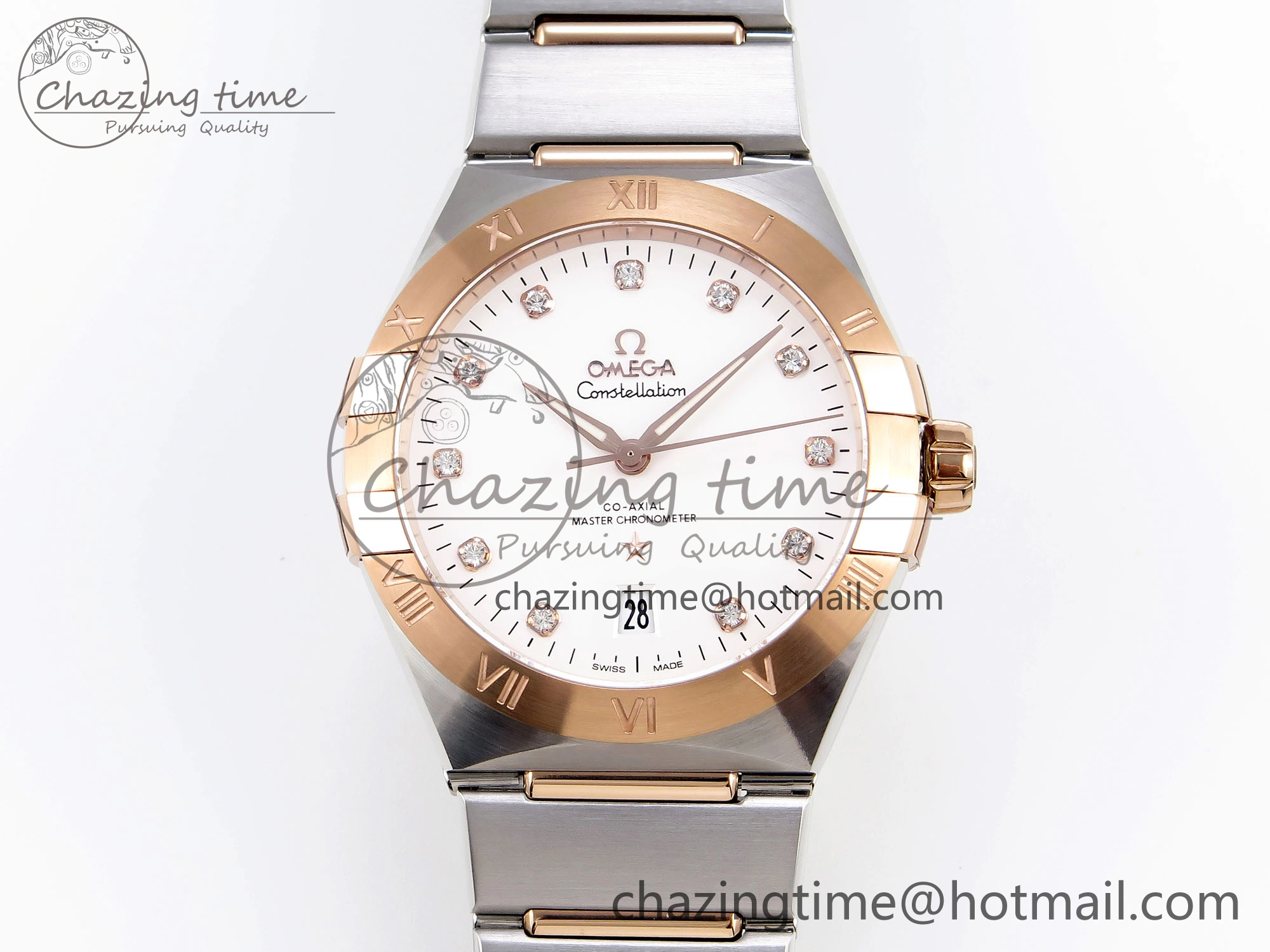 Constellation 39mm SS RG ASWF 1:1 Best Edition White Diamonds Dial on SS RG Bracelet A TimelessDesign 10116