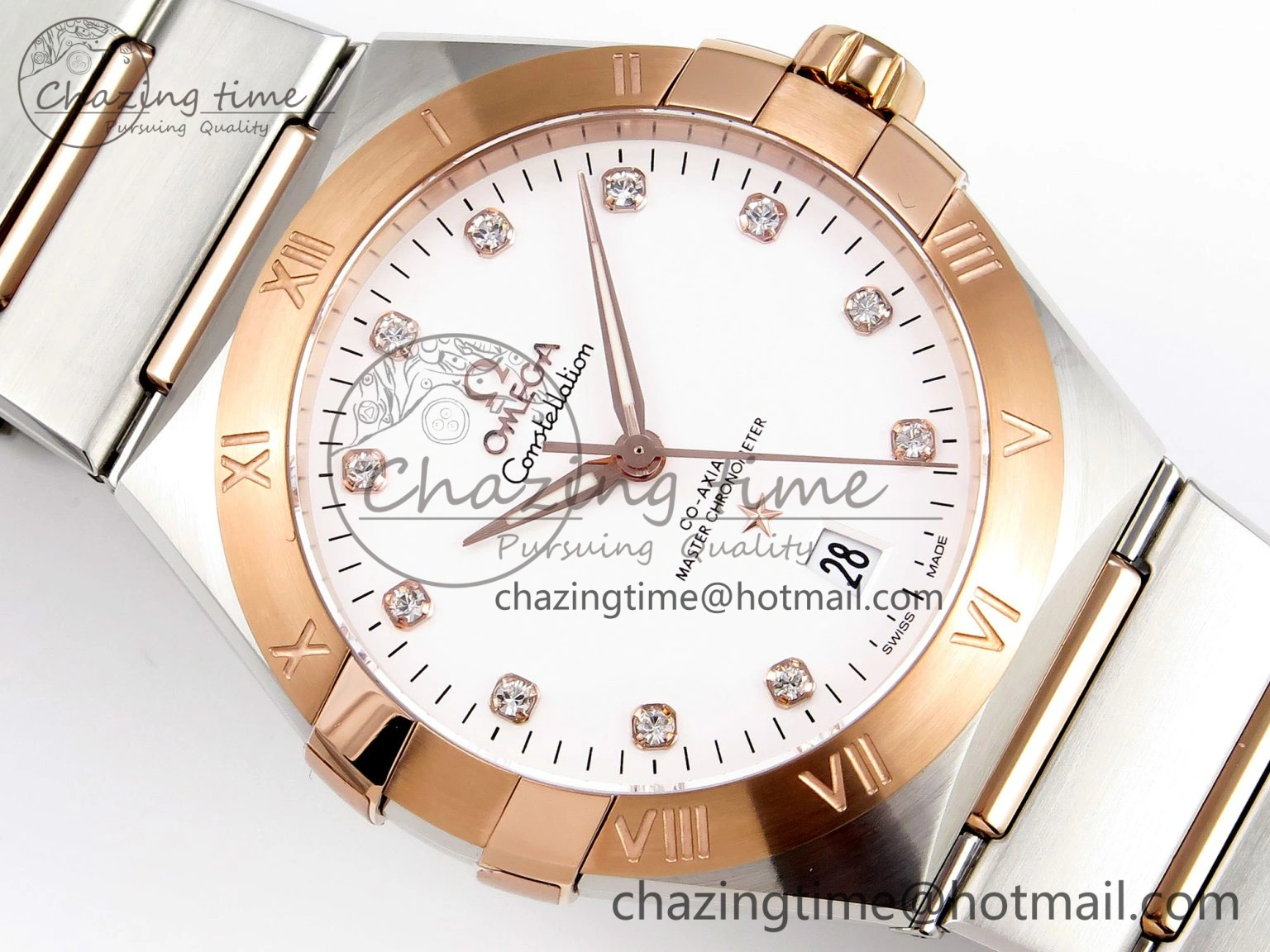 Constellation 39mm SS RG ASWF 1:1 Best Edition White Diamonds Dial on SS RG Bracelet A TimelessDesign 10116