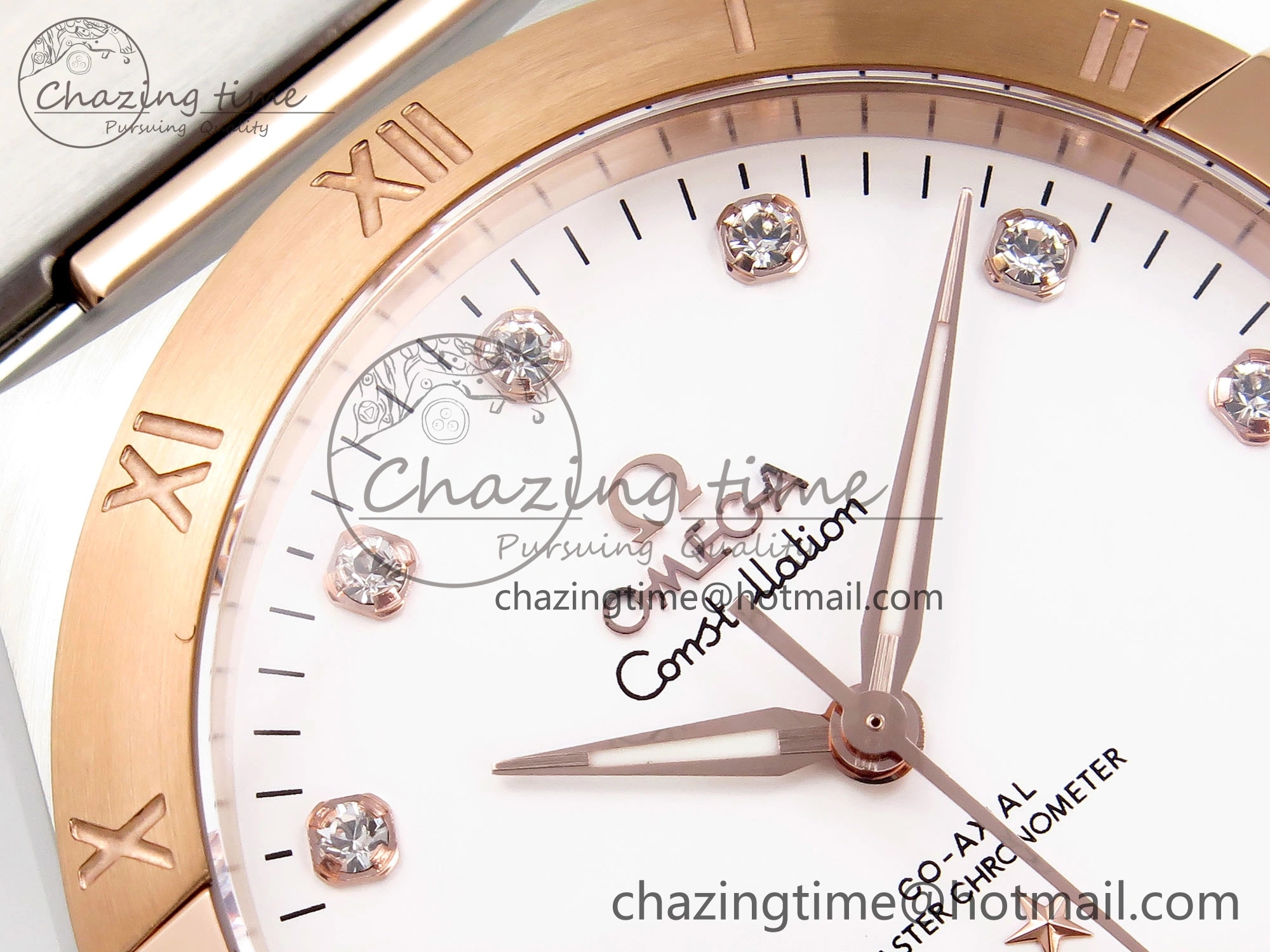 Constellation 39mm SS RG ASWF 1:1 Best Edition White Diamonds Dial on SS RG Bracelet A TimelessDesign 10116