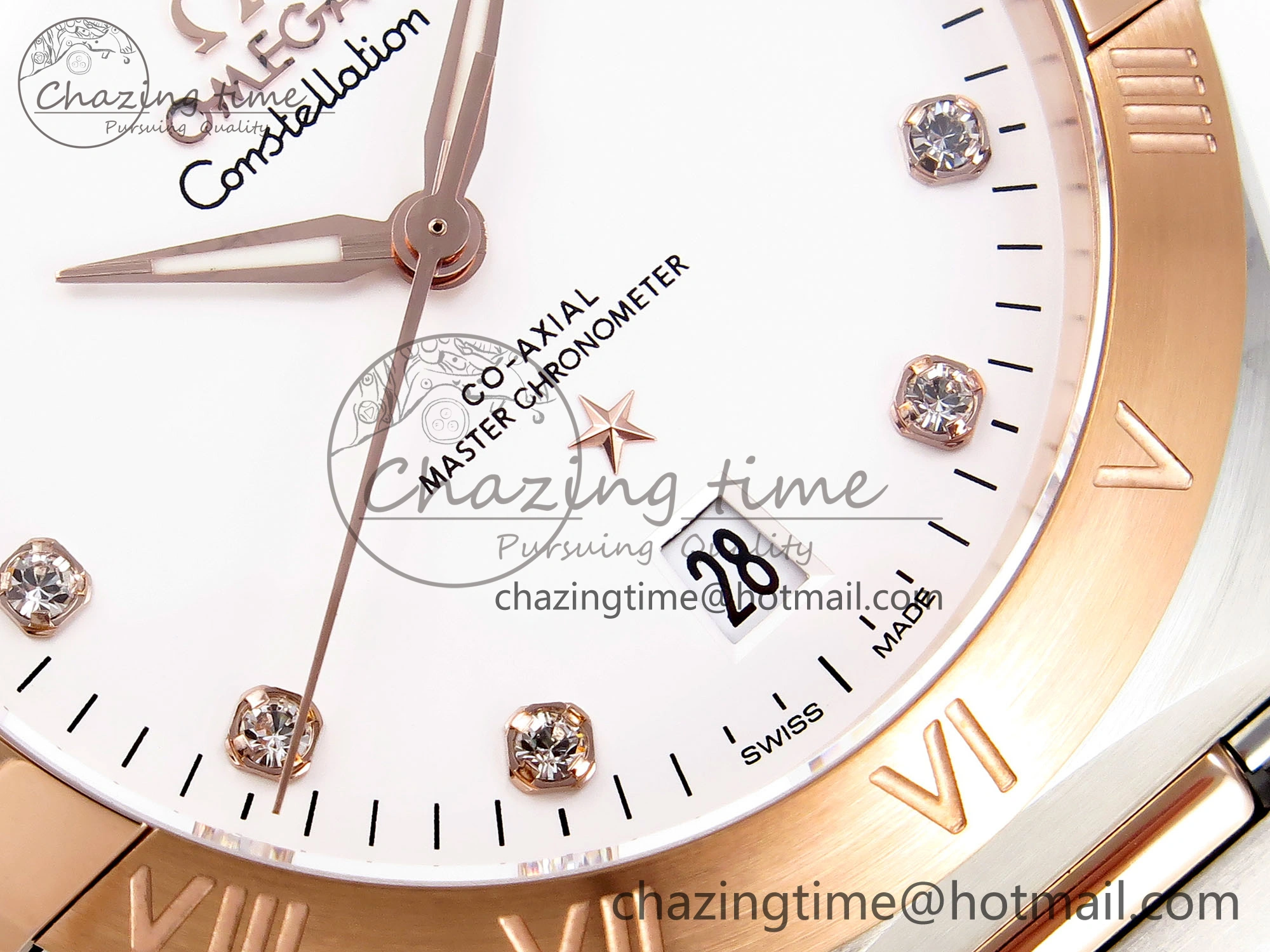 Constellation 39mm SS RG ASWF 1:1 Best Edition White Diamonds Dial on SS RG Bracelet A TimelessDesign 10116
