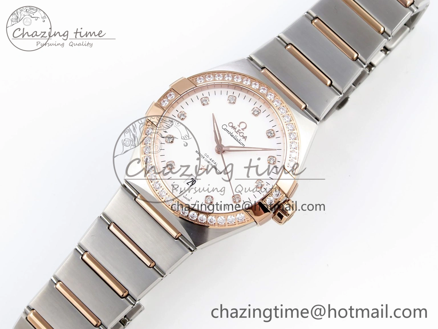 Constellation 39mm SS RG Diamonds Bezel ASWF 1:1 Best Edition White Diamonds Dial on SS RG Bracelet A Sophisticated 10118