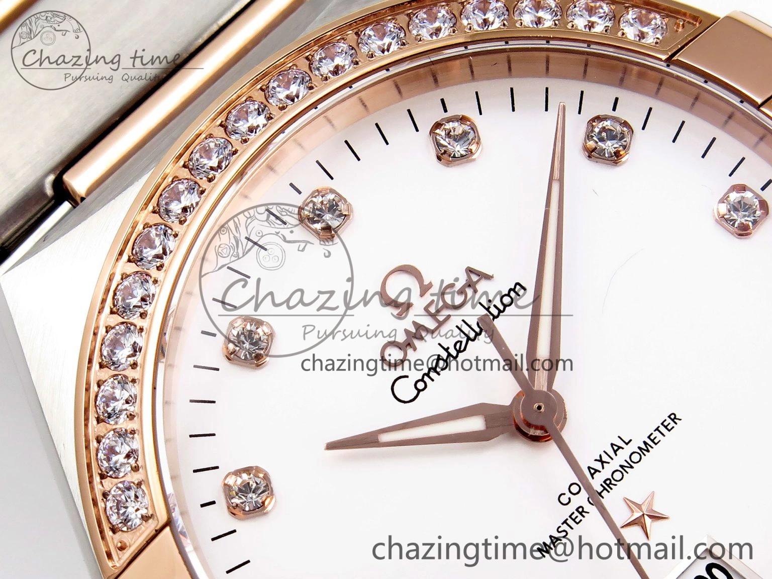 Constellation 39mm SS RG Diamonds Bezel ASWF 1:1 Best Edition White Diamonds Dial on SS RG Bracelet A Sophisticated 10118