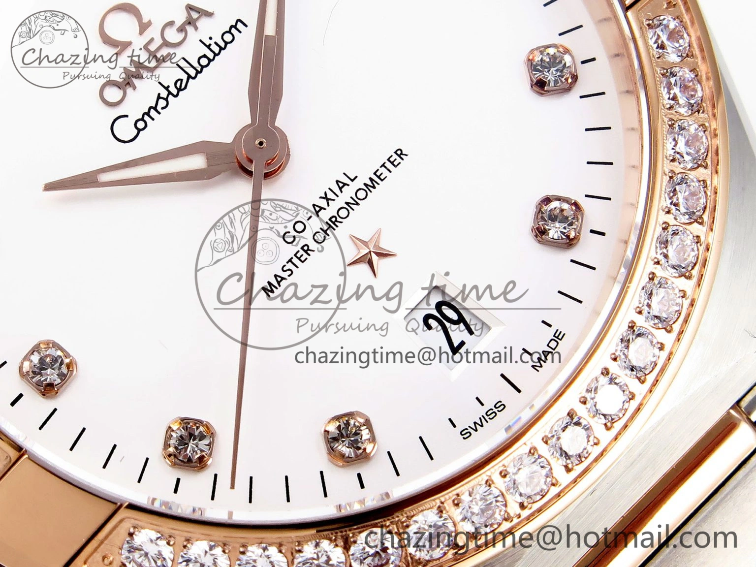 Constellation 39mm SS RG Diamonds Bezel ASWF 1:1 Best Edition White Diamonds Dial on SS RG Bracelet A Sophisticated 10118