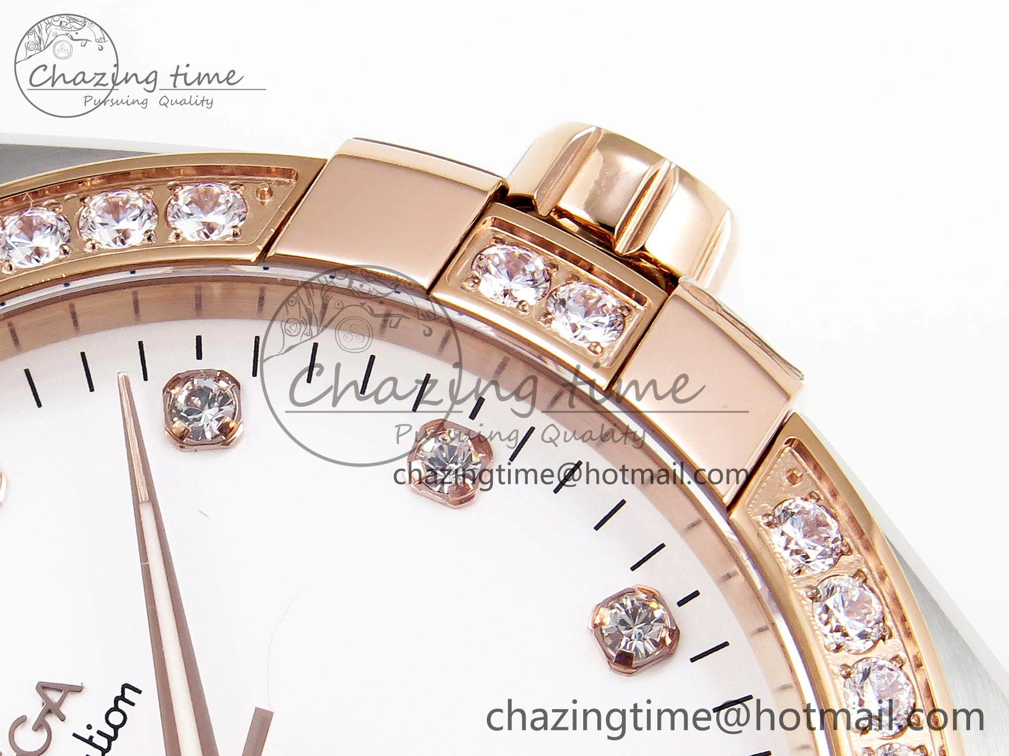Constellation 39mm SS RG Diamonds Bezel ASWF 1:1 Best Edition White Diamonds Dial on SS RG Bracelet A Sophisticated 10118