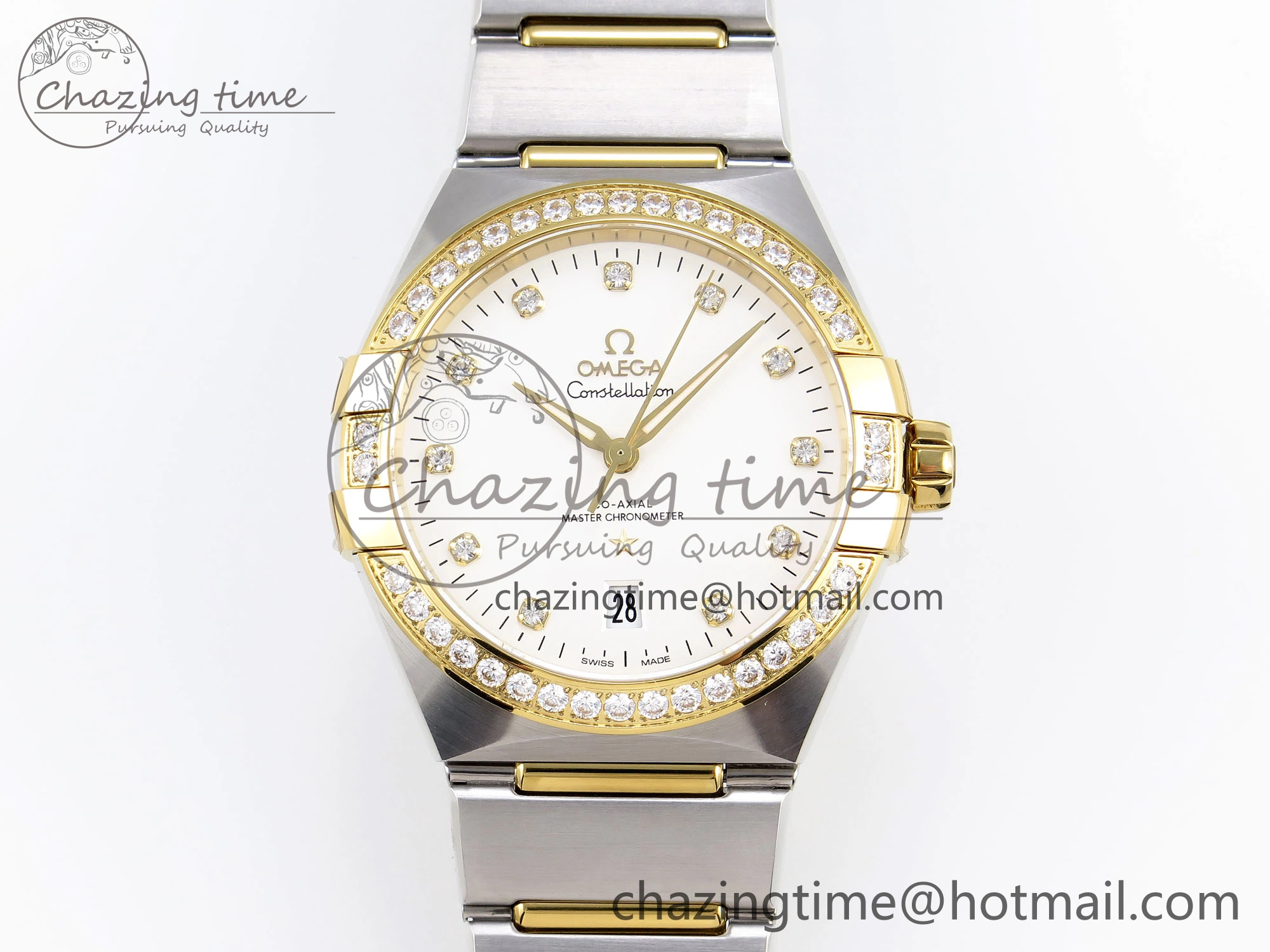 Tailored Constellation 39mm SS YG Diamonds Bezel ASWF 1:1 Best Edition White Diamonds Dial on SS YG Bracelet A 10124