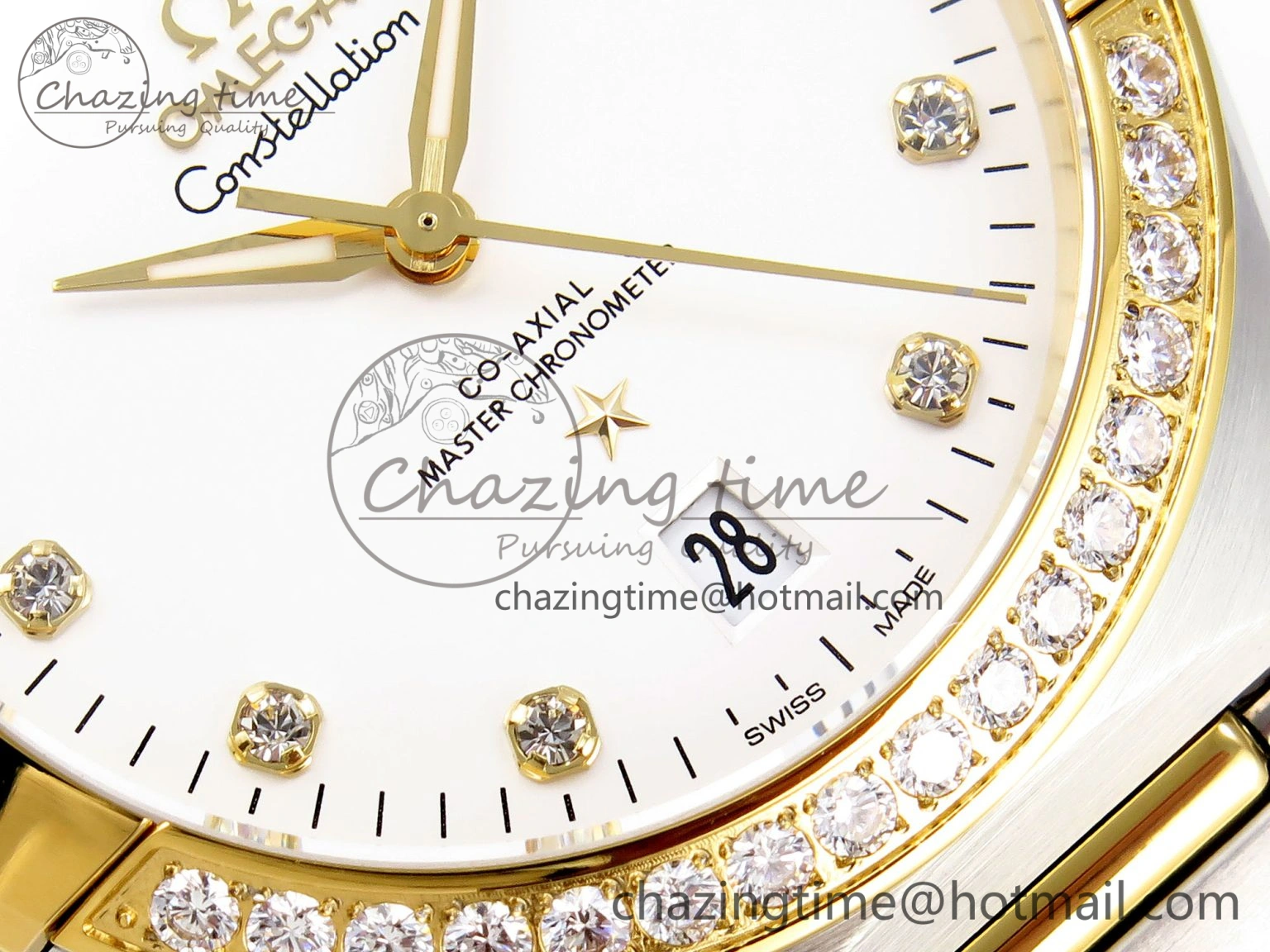 Tailored Constellation 39mm SS YG Diamonds Bezel ASWF 1:1 Best Edition White Diamonds Dial on SS YG Bracelet A 10124