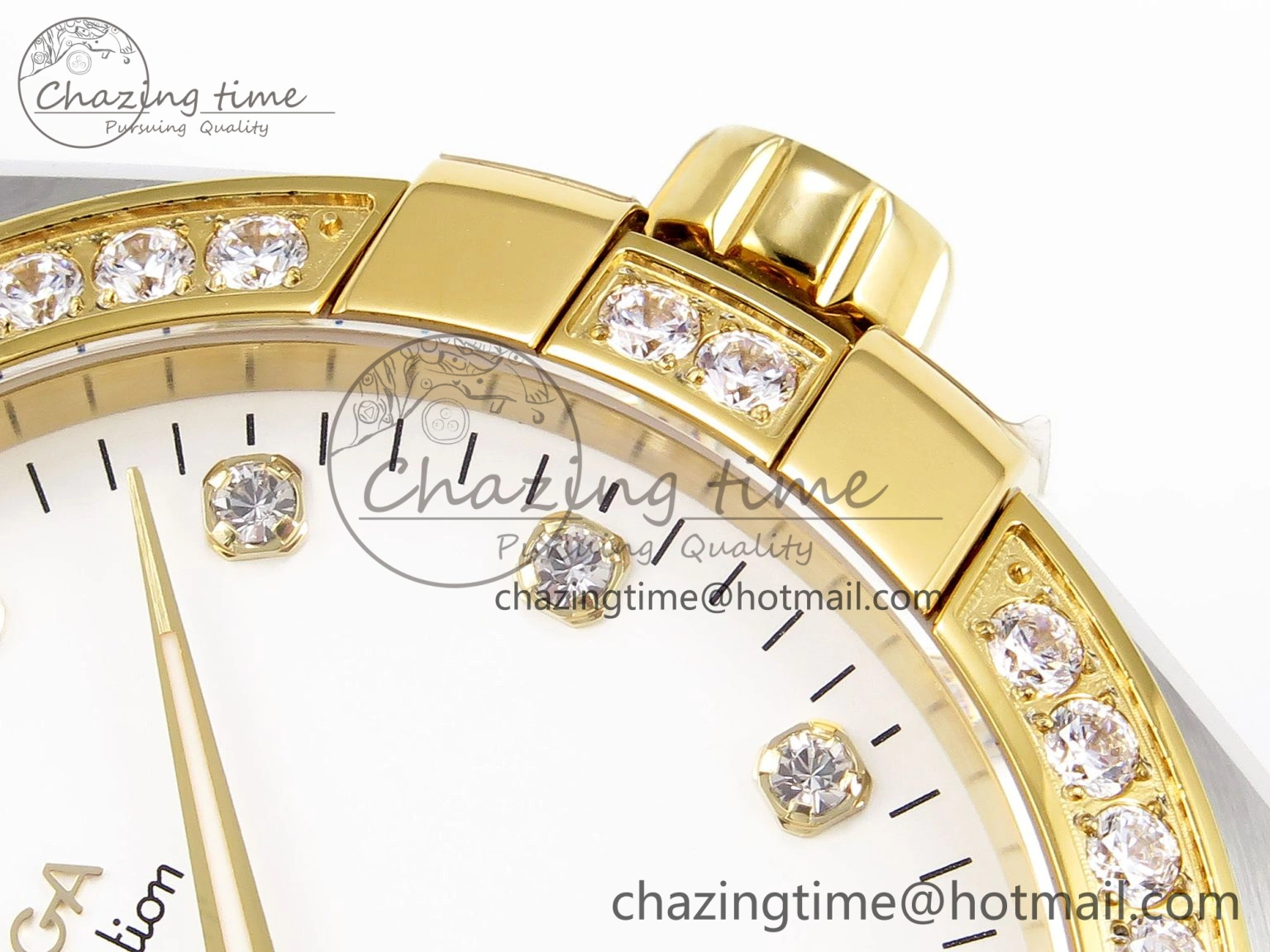 Tailored Constellation 39mm SS YG Diamonds Bezel ASWF 1:1 Best Edition White Diamonds Dial on SS YG Bracelet A 10124