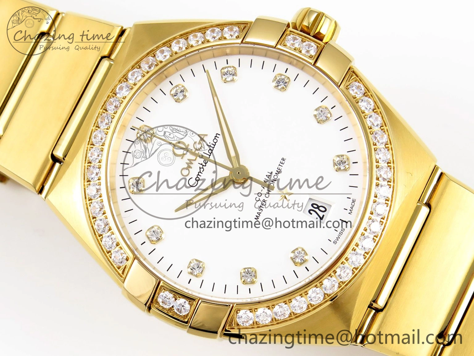 Classic Constellation 39mm YG Diamonds Bezel ASWF 1:1 Best Edition White Diamonds Dial on YG Bracelet A 7779
