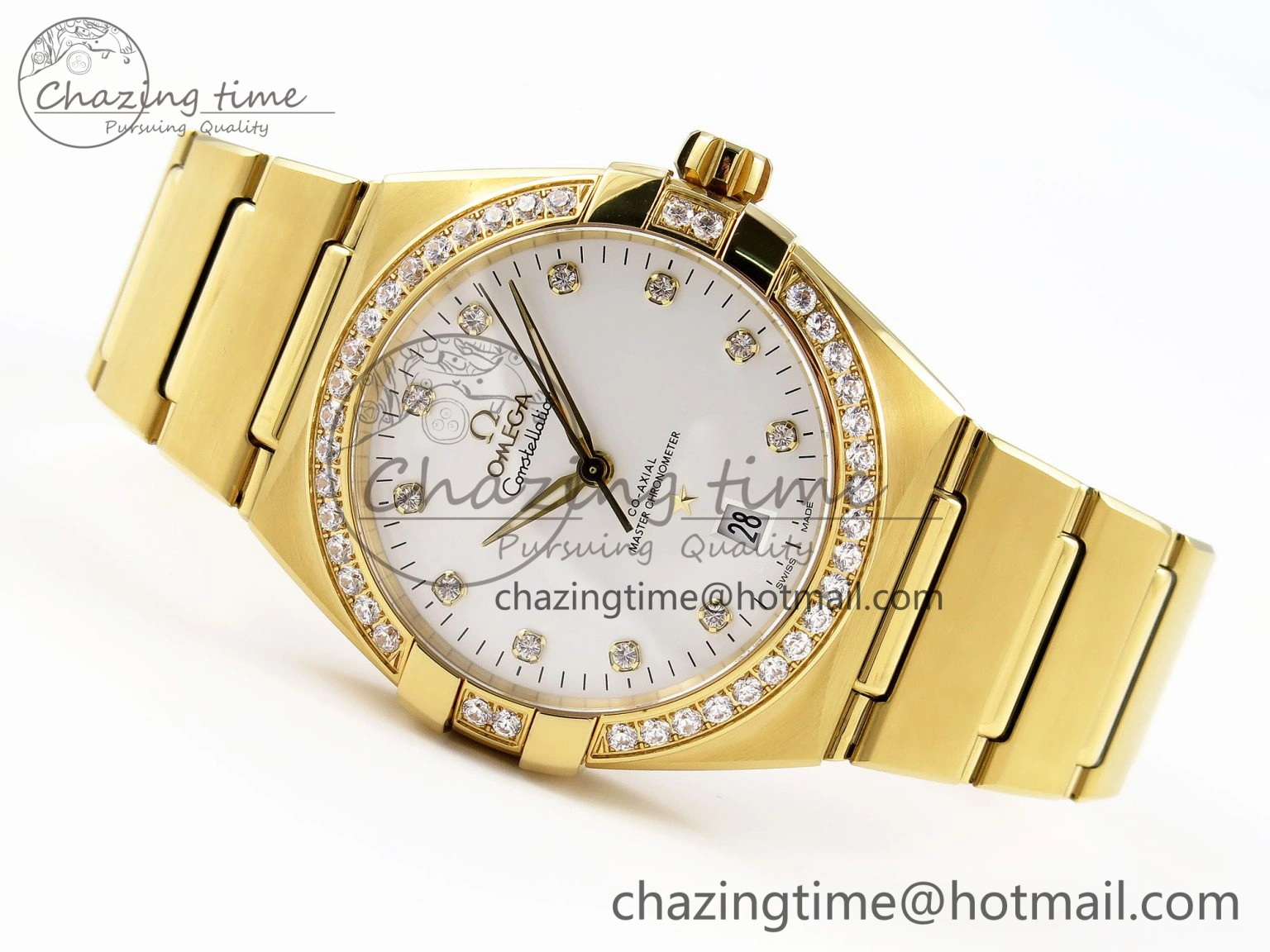 Classic Constellation 39mm YG Diamonds Bezel ASWF 1:1 Best Edition White Diamonds Dial on YG Bracelet A 7779